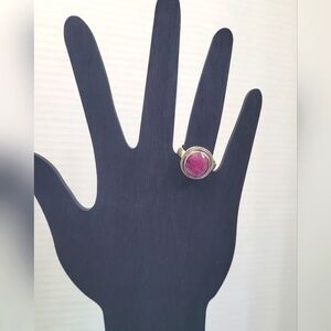 Silver Rose quartz faceted stone Ring  8.75